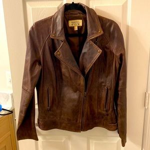 Dark brown leather jacket